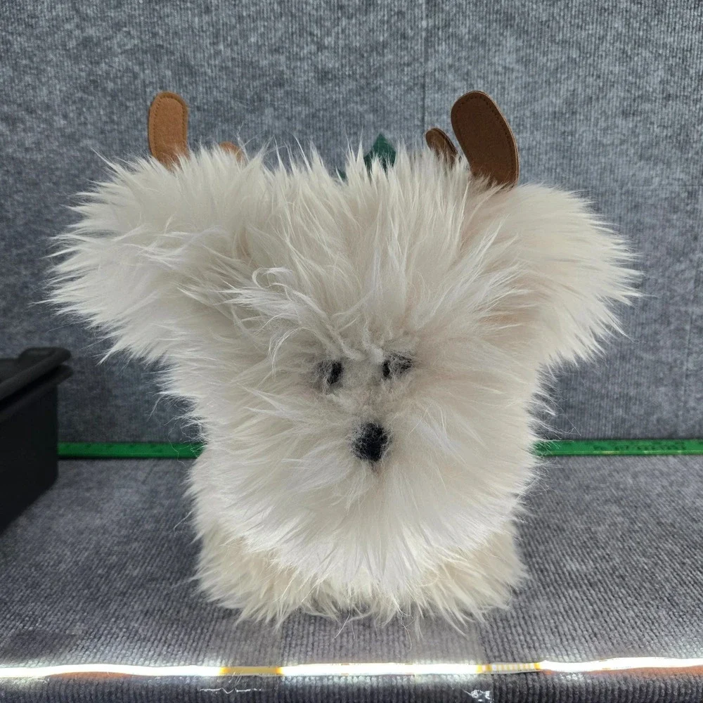 Pottery Barn Luxe Faux Fur Dog Antlers Shaped Plush Pillow 17x12